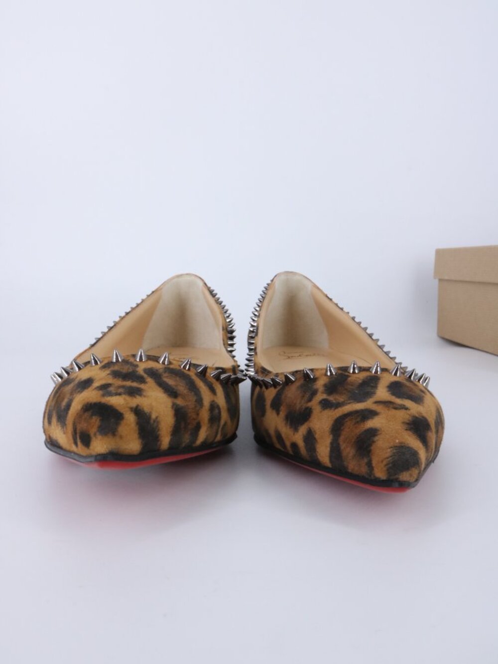 christian louboutin 36.5 leopard print anjalina flat kitty spiked flat D268 - Picture 11 of 16